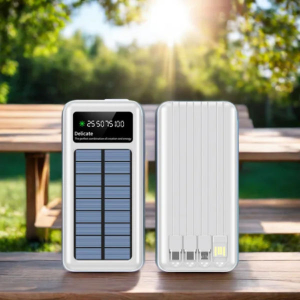 Power Bank Ηλιακό 4in1 10000mAh Λευκό