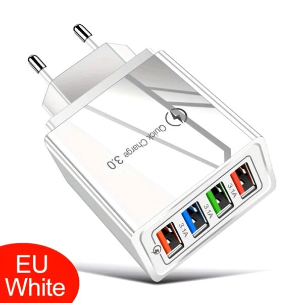 Φορτιστής Qualcomm Quick Charge 3.1A Λευκός με 4 Θύρες USB-A 20W