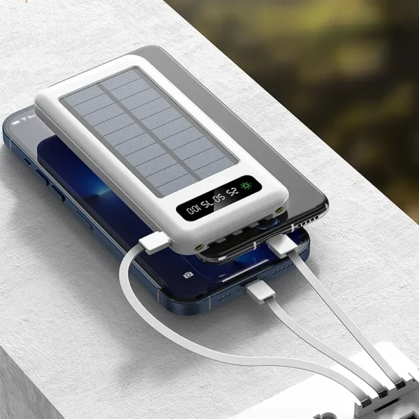 Power Bank Ηλιακό 4in1 10000mAh Λευκό