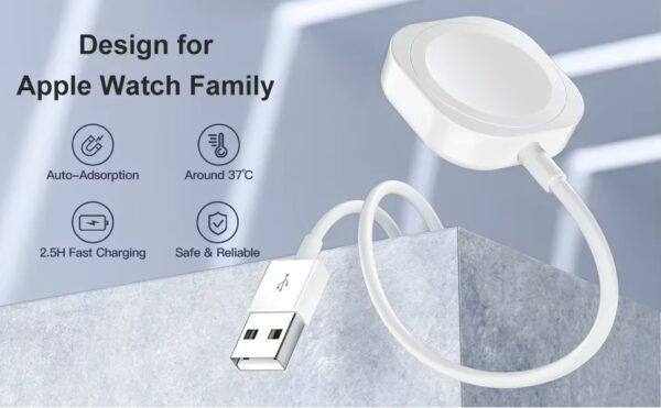Μαγνητικός Φορτιστής USB Apple Watch/Wearables Λευκό
