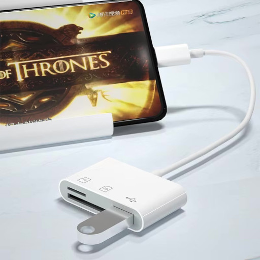 Card Reader 3 In 1 Type-C  To Usb, SD/TF, microSD Λευκό