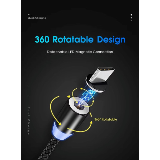 Magnetic Καλώδιο Φόρτισης USB σε Type-c/Lightning/Micro