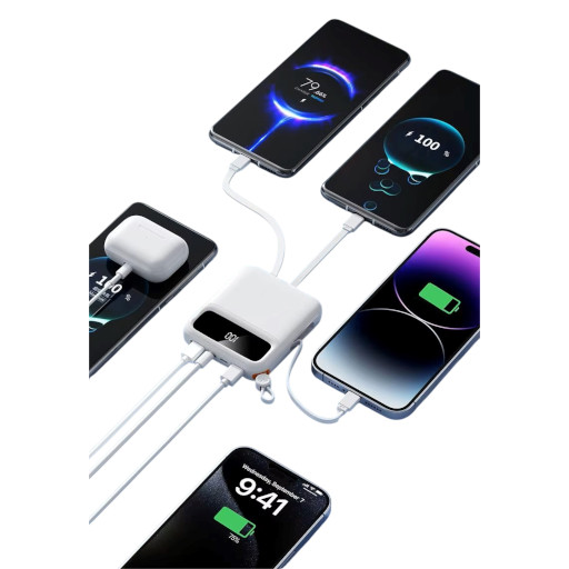 Mini Power Bank DX263 Λευκό fast charging 10000mAh με LED οθόνη