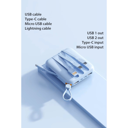 Mini Power Bank DX263 Λευκό fast charging 10000mAh με LED οθόνη