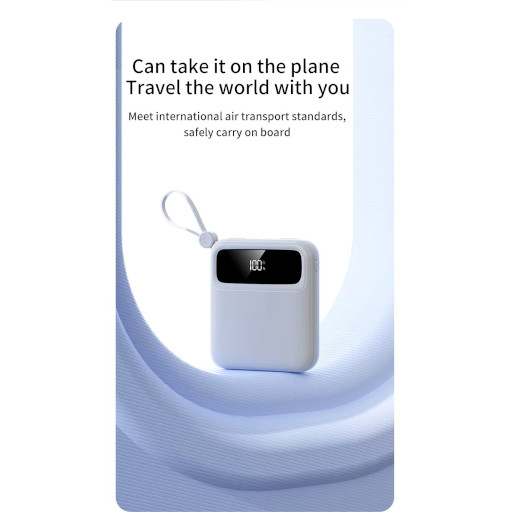 Mini Power Bank DX263 Λευκό fast charging 10000mAh με LED οθόνη