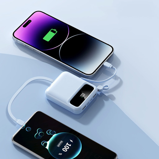 Mini Power Bank DX263 Λευκό fast charging 10000mAh με LED οθόνη