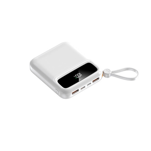 Mini Power Bank DX263 Λευκό fast charging 10000mAh με LED οθόνη