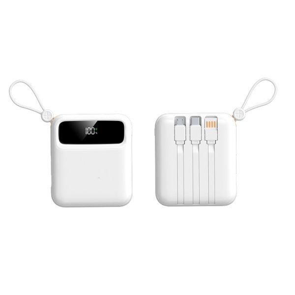 Mini Power Bank DX263 Λευκό fast charging 10000mAh με LED οθόνη