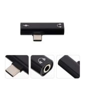 Μετατροπέας Τ Adapter Type-C to Aux 3,5mm & Type-c, Μαύρο