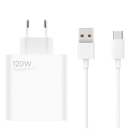 Φορτιστής γρήγορης φόρτισης με καλώδιο για Xiaomi, Redmi, Huawei 120W λευκός