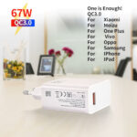 Φορτιστής Γρήγορης Φόρτισης 67W με Καλώδιο USB-A σε Type-C