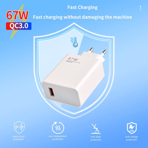 Φορτιστής Γρήγορης Φόρτισης 67W με Καλώδιο USB-A σε Type-C