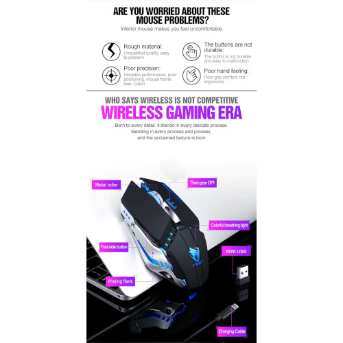 T-WOLF Q15 Ασύρματο gaming Ποντίκι με RGB Φωτισμό