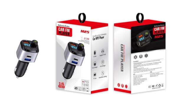 Bluetooth Ασύρματος FM Πομπός Αυτοκινήτου M25 – Bluetooth v5.3, Handsfree, QC 3.0 & RGB Φωτισμός
