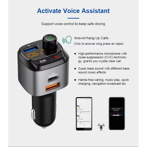 Bluetooth Ασύρματος FM Πομπός Αυτοκινήτου M25 – Bluetooth v5.3, Handsfree, QC 3.0 & RGB Φωτισμός