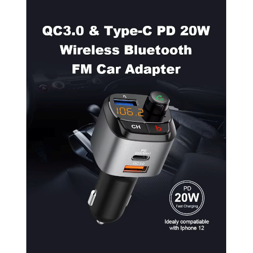 Bluetooth Ασύρματος FM Πομπός Αυτοκινήτου M25 – Bluetooth v5.3, Handsfree, QC 3.0 & RGB Φωτισμός