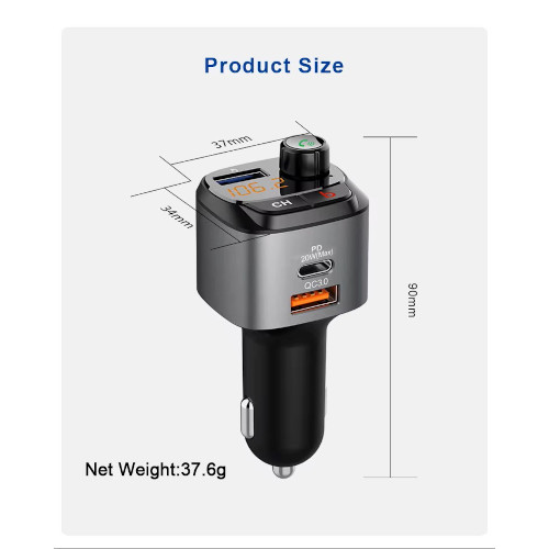 Bluetooth Ασύρματος FM Πομπός Αυτοκινήτου M25 – Bluetooth v5.3, Handsfree, QC 3.0 & RGB Φωτισμός