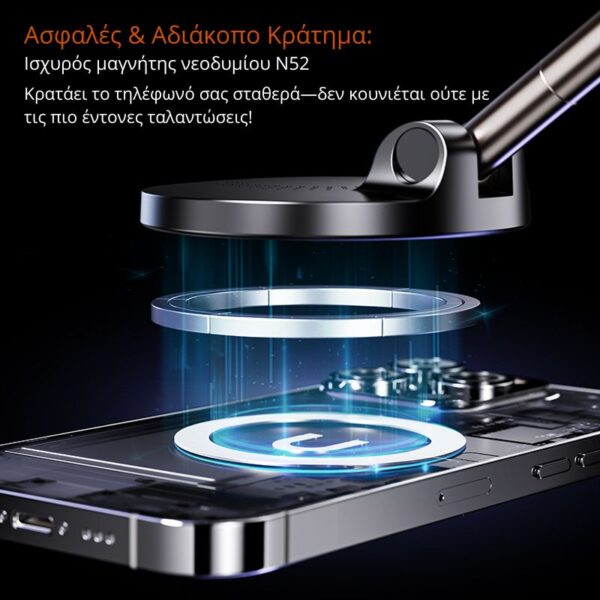 X68W Magnetic Car Phone Mount with Wireless Charging